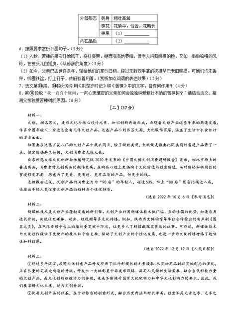 2023年安徽省滁州市来安县中考二模语文试题 含答案 教习网 试卷下载