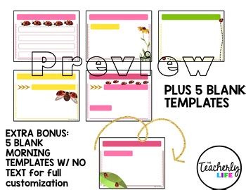 Classroom Slides Morning Message Templates Ladybugs By The