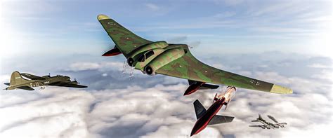 Horten HO 229 3D Render, Digital Art by Pizzaundbier
