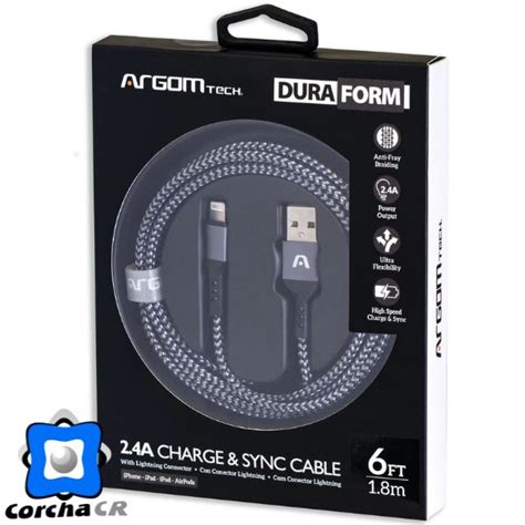 Argom Cable Lightning A Usb Mts Blanco Trenzado Dura Form Arg Cb