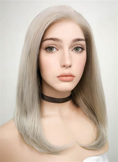 Pastel Grey Blonde Straight Lace Front Synthetic Wig Lf509 Wig Is Fashion