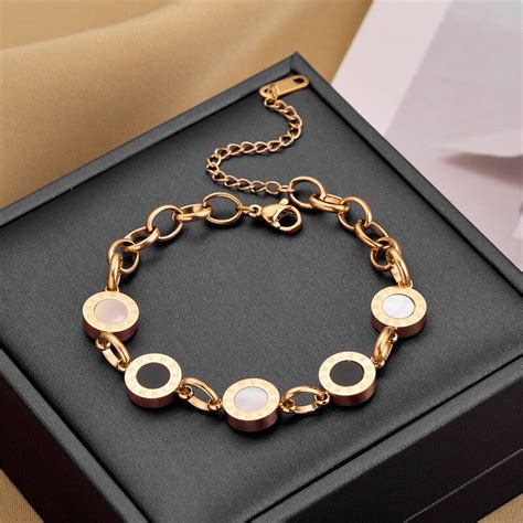 OIMG Pulsera Chapada En Oro De Acero Inoxidable 316L Para Mujer