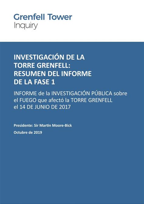 Pdf Investigaci N De La Torre Grenfell Resumen Del Informe De