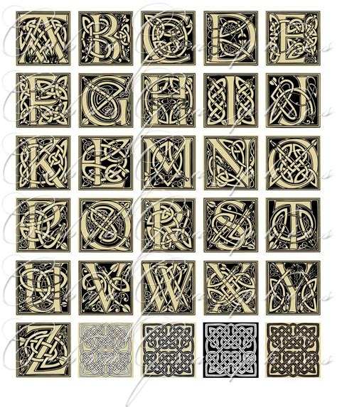 Celtic Alphabet X Inch Tiles Digital Collage Sheet Cg