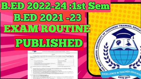 Bed St Sem Exam Routine Published Wbuttepa New Notice Published