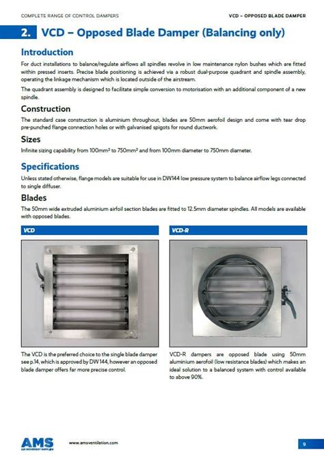 Control Dampers Air Movement Supplies