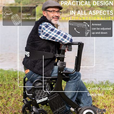 3 In 1 Rollator Walker Electric Wheelchair Transport Chair Seat