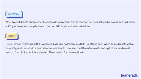 SOLVED: What type of double displacement reaction do you predict for ...