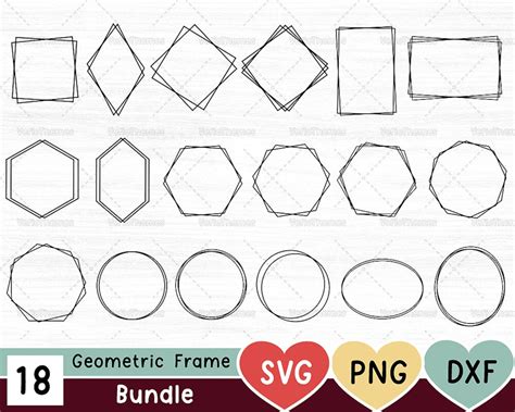 Geometric Border Svg Bundle, Double Frame Svg, Hexagon Frame Svg ...