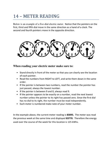 Electric Meter Reading Worksheet