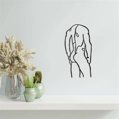 Men Wall Decor Nude Male Metal Decoration Naked Body Men Line Art