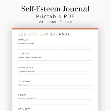 Self Esteem Journal Fillable Printable Pdf Diario Etsy México