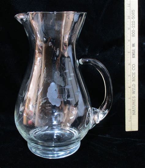 Princess House Crystal Glass Water Pitcher Heritage Etched Flower Floral 10 Princesshouse