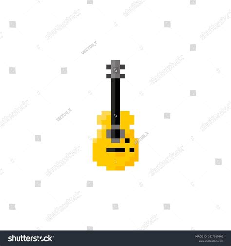 Pixel Art Guitar Musical Instrument Item Stock Vector Royalty Free