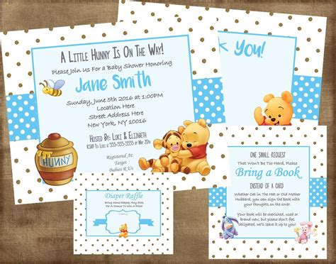 Set De Invitaci N Para Baby Shower De Winnie The Pooh Ni O Kit Pdf Y