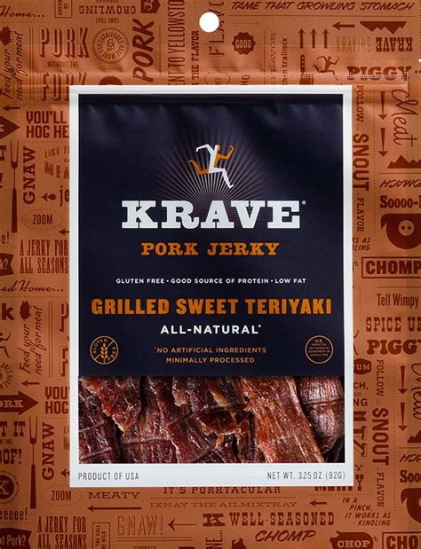 Grilled Sweet Teriyaki Pork Jerky 3 25 Oz Pork Jerky Krave Jerky Best Beef Jerky