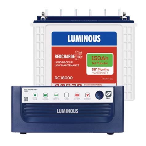 Luminous ECOVOLT 1250 Sine Wave Home UPS And RC18000 150Ah Tall