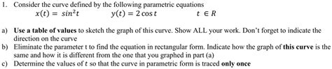 Solved Consider The Curve Defined By The Following Parametric