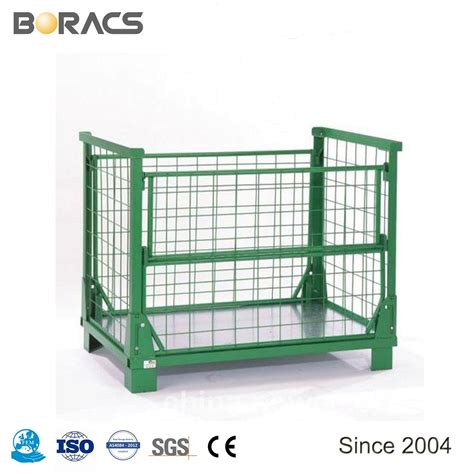 Mesh Box Wire Cage Metal Bin Storage Container Wire Mesh Pallet Crate Foldable Stackable Steel