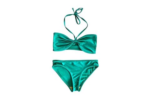 Green Bikini Swimsuit Set Bathing Suit Strapless Band Gem