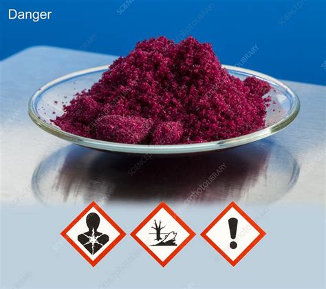 Cobalt II chloride with hazard pictograms - Stock Image - C048/9087 ...