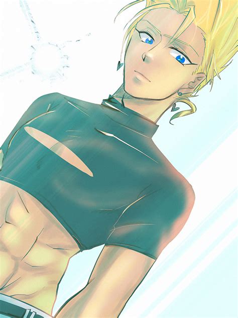 Safebooru Abs Blonde Hair Blue Eyes Crop Top Dutch Angle Earrings