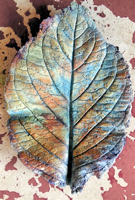 Painted Concrete Leaf Concrete Leaves Painting Concrete Concrete Crafts
