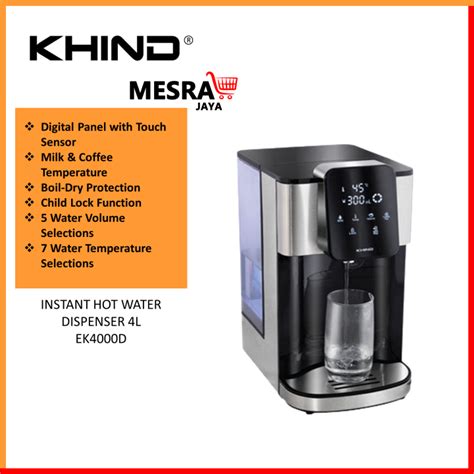 Khind Instant Hot Water Dispenser 4L EK4000D Lazada