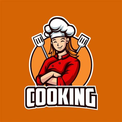 Premium Vector Women Chef Mascot Logo Illustration