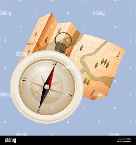 Campas And Paper Map Illustration Stock Vector Image Art Alamy