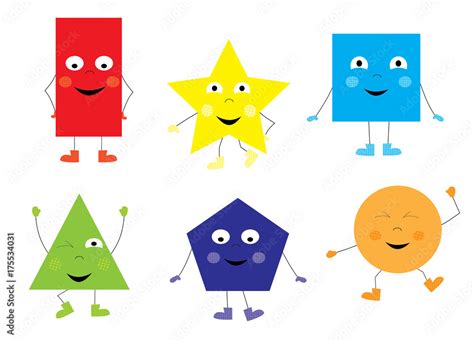 Happy cartoon geometric shapes characters – learning set for children Stock Vector | Adobe Stock