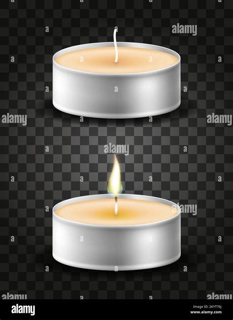 Burning Wax Candle Vector Illustration Isolated On Transparent