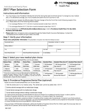 Fillable Online Healthplans Providence Plan Selection Form Renewal