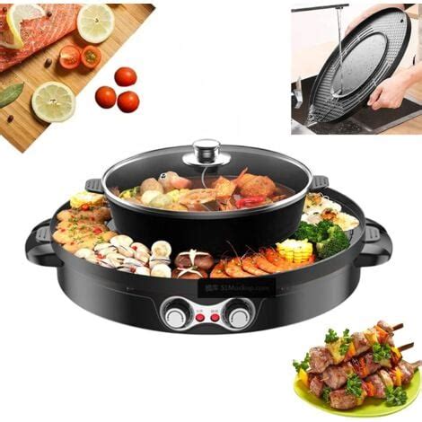 Hot Pot Poêle de fête 2 en 1 multifonction Double séparation Barbecue coréen Barbecue
