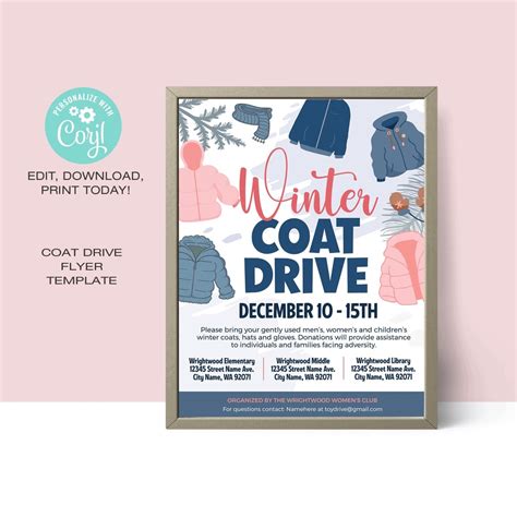 Coat Drive Template Editable Winter Coat Drive Flyer Event Flyer