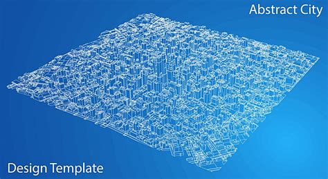 Wire Frame Cityblueprint Style Development Sky Vector Vector