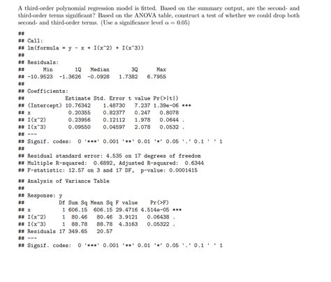 Solved X A Third Order Polynomial Regression Model Is