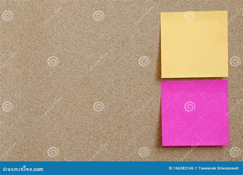 Compressed Cork Board With Colorful Blank Note Papers Sticked On For