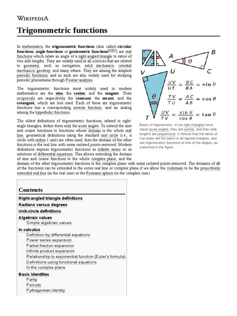 Trigonometric Functions | PDF | Trigonometric Functions | Triangle