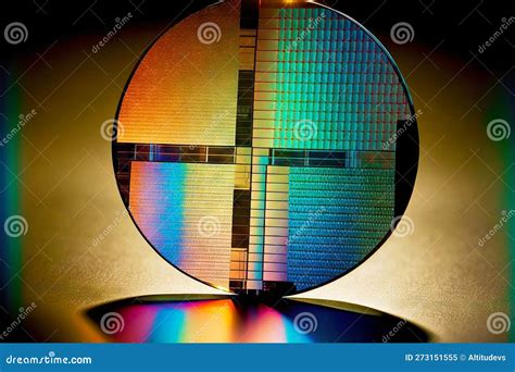 Rainbow Chips And Microchips Wafer Semiconductor Manufacturing Stock