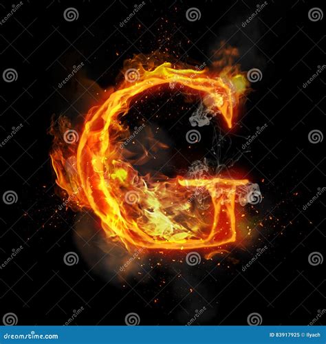 Fire Letter G Of Burning Flame Light Stock Illustration Illustration