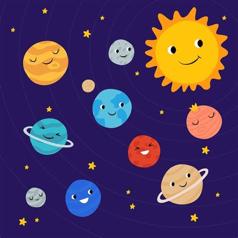 Premium Vector Cute Planets Of Solar System With Happy Faces Funny