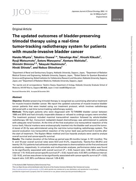 Pdf The Updated Outcomes Of Bladder Preserving Trimodal Therapy Using