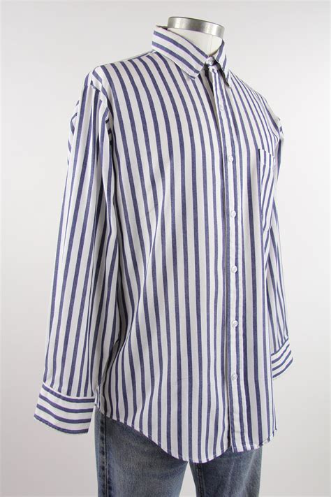 Striped Blue White Shirt Vertical Striped Button Down Men S Size