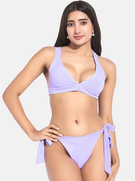 Buy SECRETS BY ZEROKAATA Women Ribbed Beachwear Swim Bikini Set Swimwear For Women 29520308