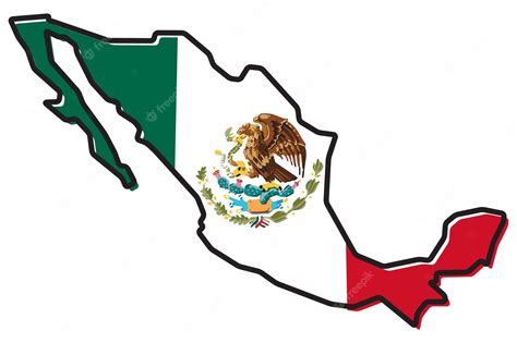 Mapa Simplificado Del Contorno De México Con Una Bandera Ligeramente