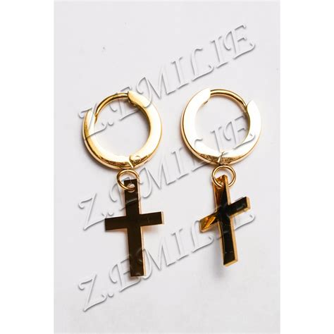 Boucle D Oreille Acier Cr Ole Motif Croix