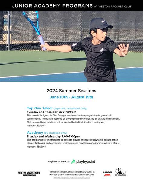 Junior Academy Tennis Program Weston Racquet Club