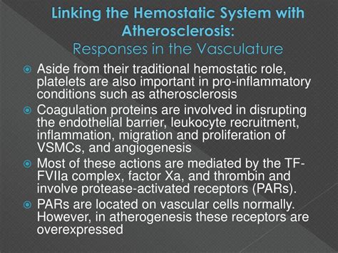 Ppt The Hemostatic System As A Modulator Of Atherosclerosis