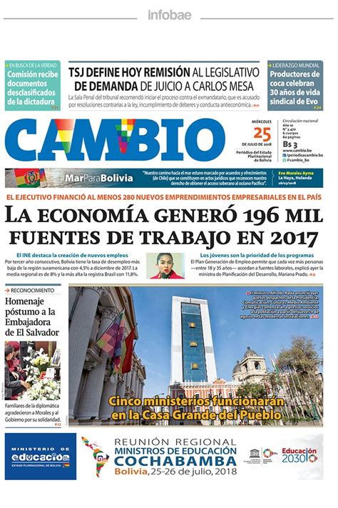 Cambio Bolivia Miércoles 25 De Julio De 2018 Infobae